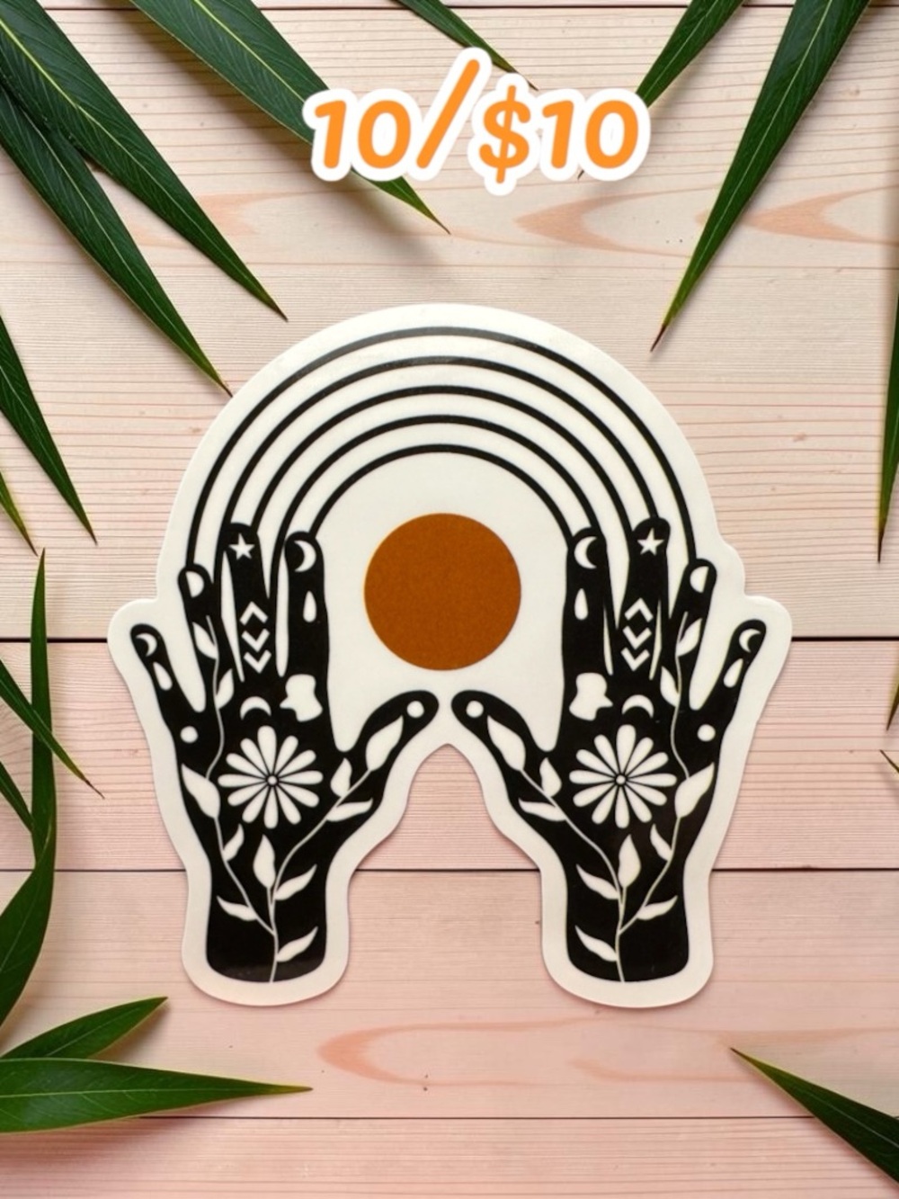 10 / $10 Celestial Hands Rainbow Sun Sticker – Boho Mystic Vinyl Decal